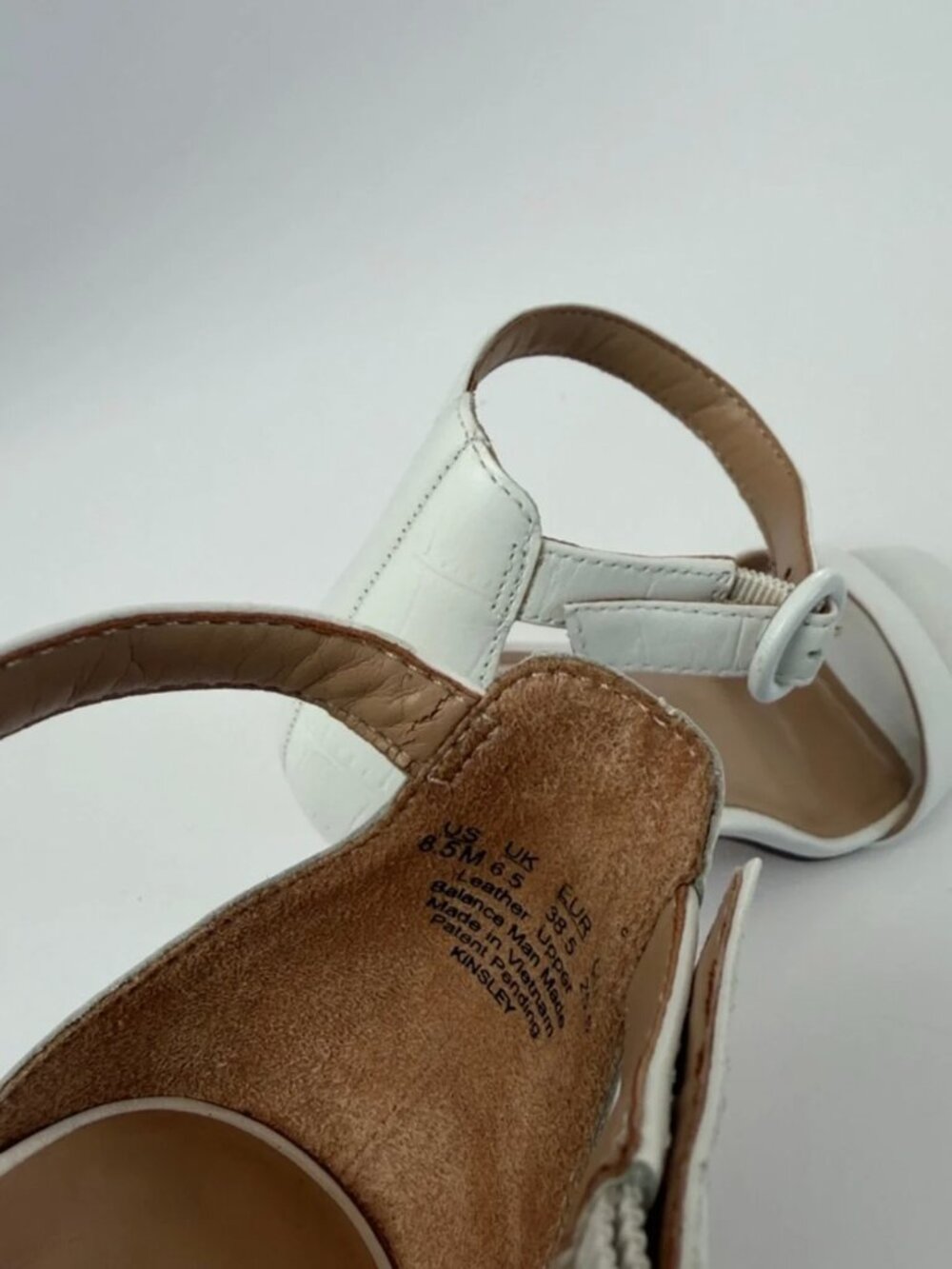 Naturalizer White Ankle-Strap Croc-Embossed Heeled Sandals - Picture 6 of 7